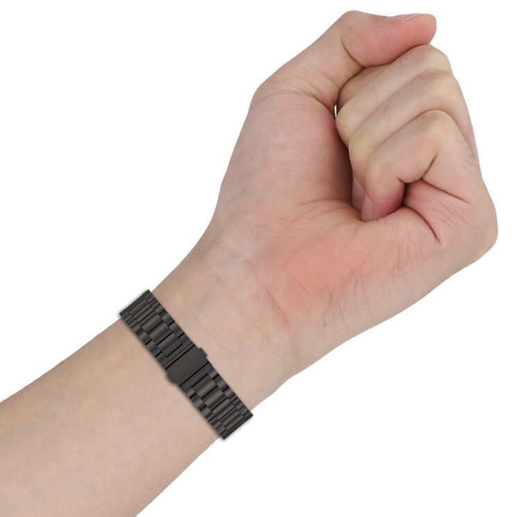 Ремешок Deexe Stainless Steel для Xiaomi Mi Smart Band 9 Active / Redmi Band 3 - Black: фото 5 из 13