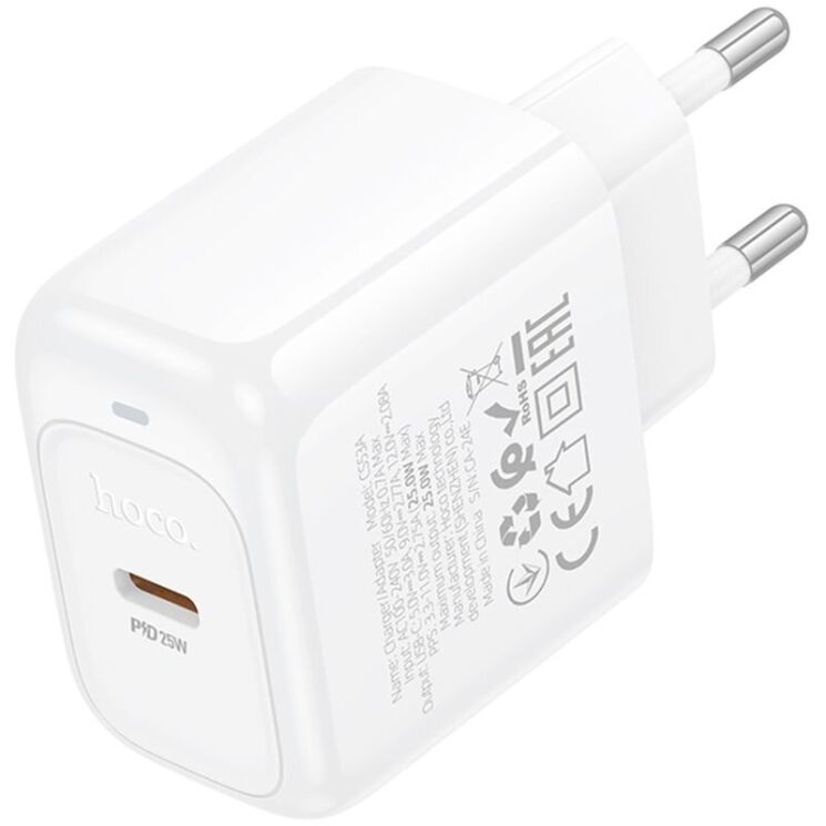 Мережевий зарядний пристрій Hoco CS53A Surplus PD25W - White: фото 2 з 7