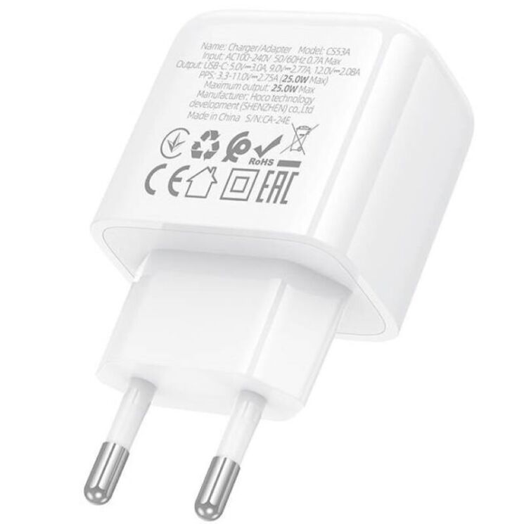 Мережевий зарядний пристрій Hoco CS53A Surplus PD25W - White: фото 4 з 7