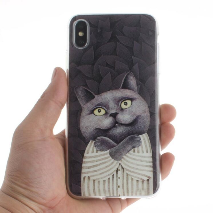 Силіконовий (TPU) чохол Deexe Life Style для Apple iPhone XS Max - Grey Cat: фото 6 з 8