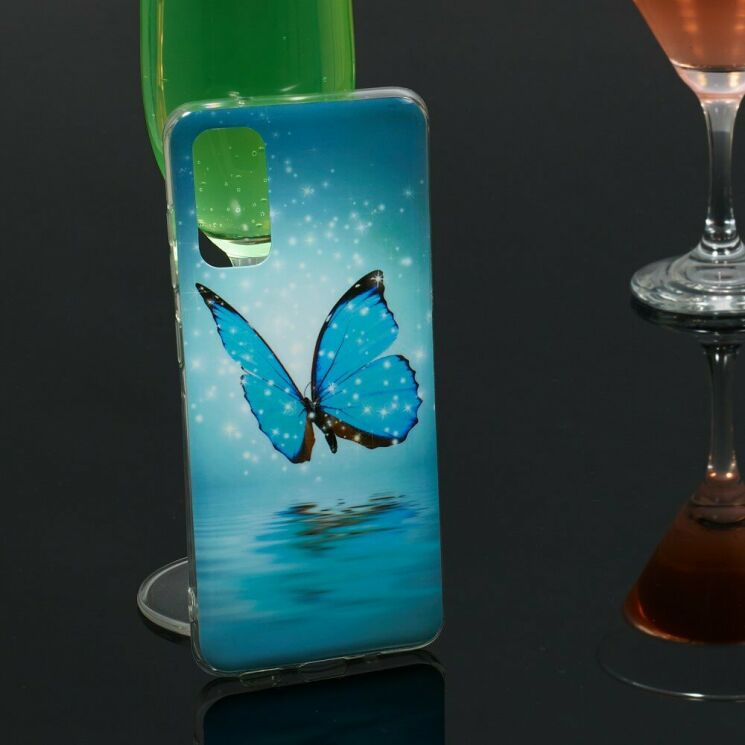Силиконовый (TPU) чехол Deexe LumiCase для Samsung Galaxy S20 (G980) - Blue Butterfly: фото 6 из 7