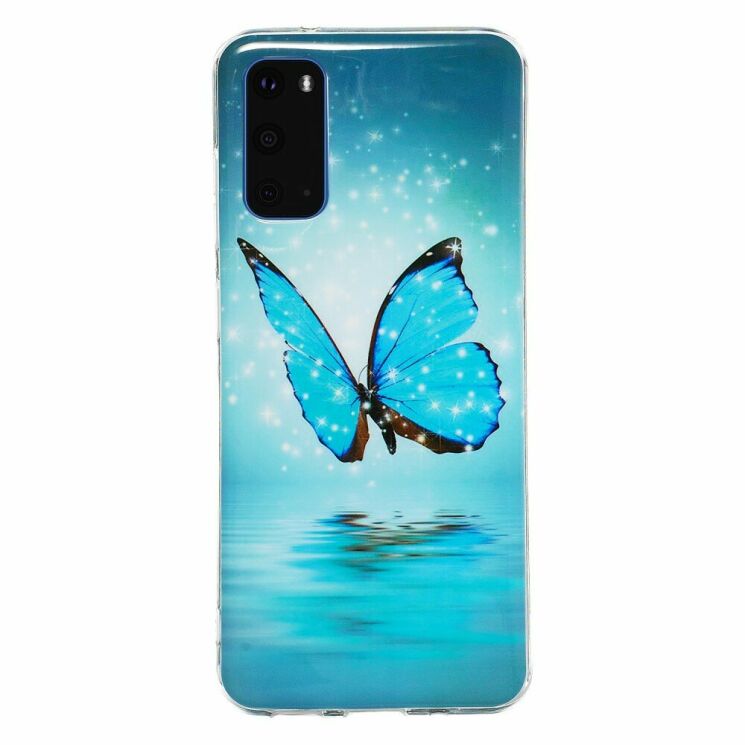 Силиконовый (TPU) чехол Deexe LumiCase для Samsung Galaxy S20 (G980) - Blue Butterfly: фото 2 из 7