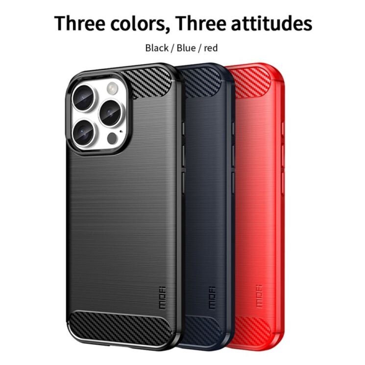 Силиконовый (TPU) чехол MOFI Carbon Fiber для Apple iPhone 16 Pro Max - Black: фото 10 из 12
