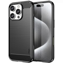 Силиконовый (TPU) чехол MOFI Carbon Fiber для Apple iPhone 16 Pro Max - Black: фото 1 из 12