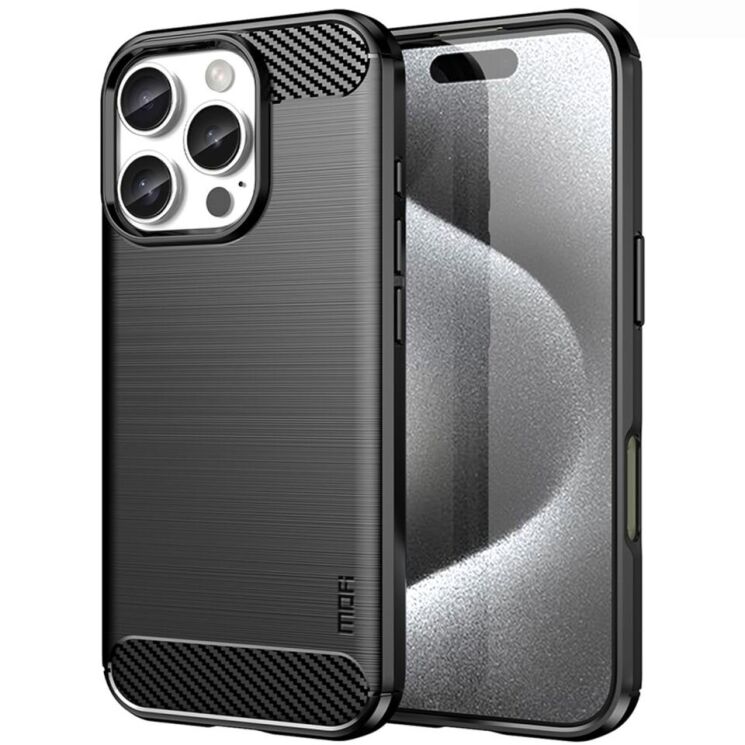 Силиконовый (TPU) чехол MOFI Carbon Fiber для Apple iPhone 16 Pro Max - Black: фото 1 из 12