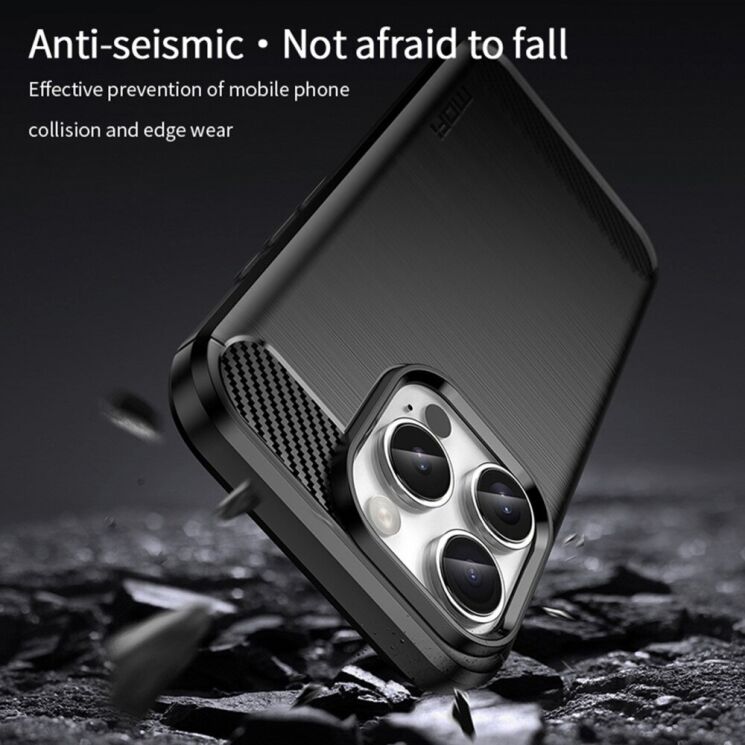 Силиконовый (TPU) чехол MOFI Carbon Fiber для Apple iPhone 16 Pro Max - Black: фото 7 из 12