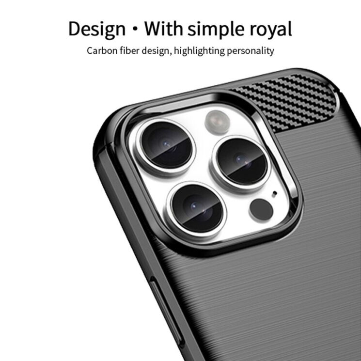 Силиконовый (TPU) чехол MOFI Carbon Fiber для Apple iPhone 16 Pro Max - Black: фото 6 из 12