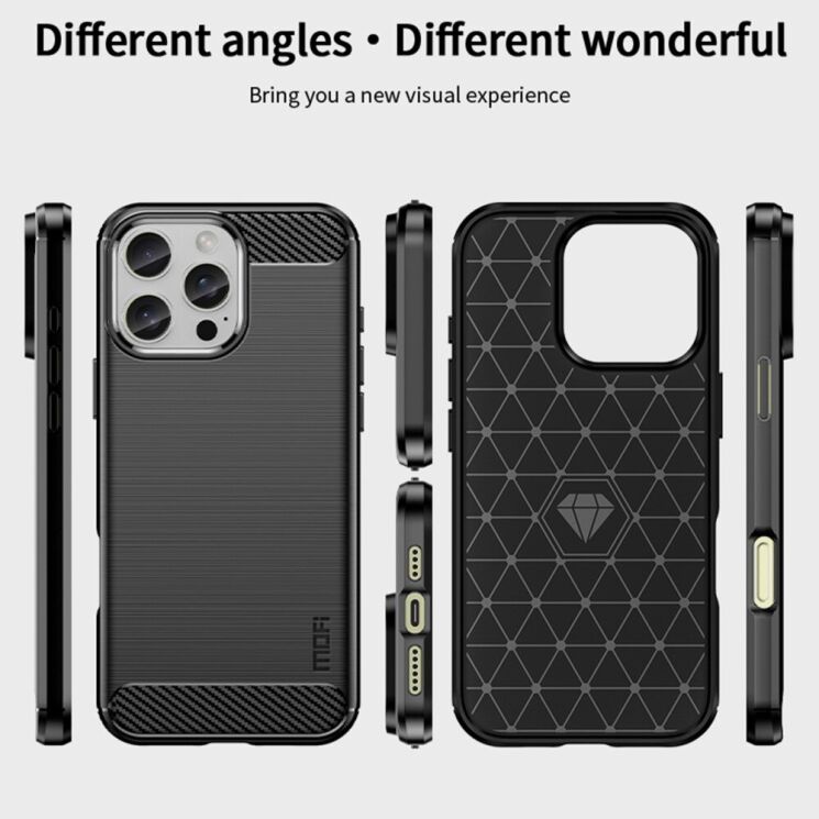 Силиконовый (TPU) чехол MOFI Carbon Fiber для Apple iPhone 16 Pro Max - Black: фото 11 из 12