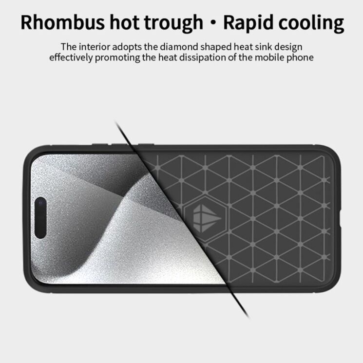 Силиконовый (TPU) чехол MOFI Carbon Fiber для Apple iPhone 16 Pro Max - Black: фото 8 из 12