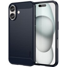 Силиконовый (TPU) чехол MOFI Carbon Fiber для Apple iPhone 16 - Blue: фото 1 из 9