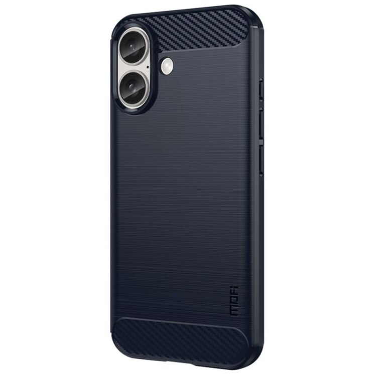 Силиконовый (TPU) чехол MOFI Carbon Fiber для Apple iPhone 16 - Blue: фото 2 из 9