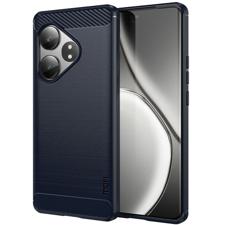 Силиконовый (TPU) чехол MOFI Carbon Fiber для Realme GT 6 / GT 6T - Blue: фото 1 из 10