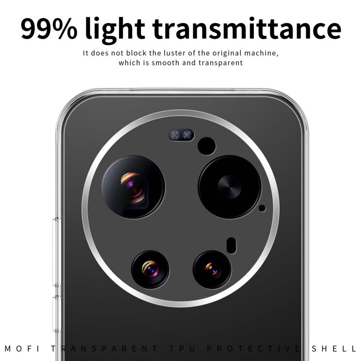 Силиконовый (TPU) чехол MOFI Thin Guard для Xiaomi 17 Ultra - Transparent: фото 5 из 9