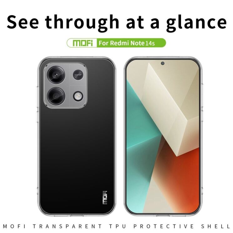 Силиконовый (TPU) чехол MOFI Thin Guard для Xiaomi Redmi Note 14S - Transparent: фото 3 из 10