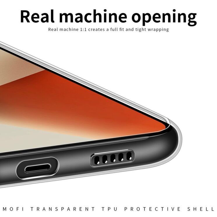 Силиконовый (TPU) чехол MOFI Thin Guard для Xiaomi Redmi Note 14S - Transparent: фото 8 из 10