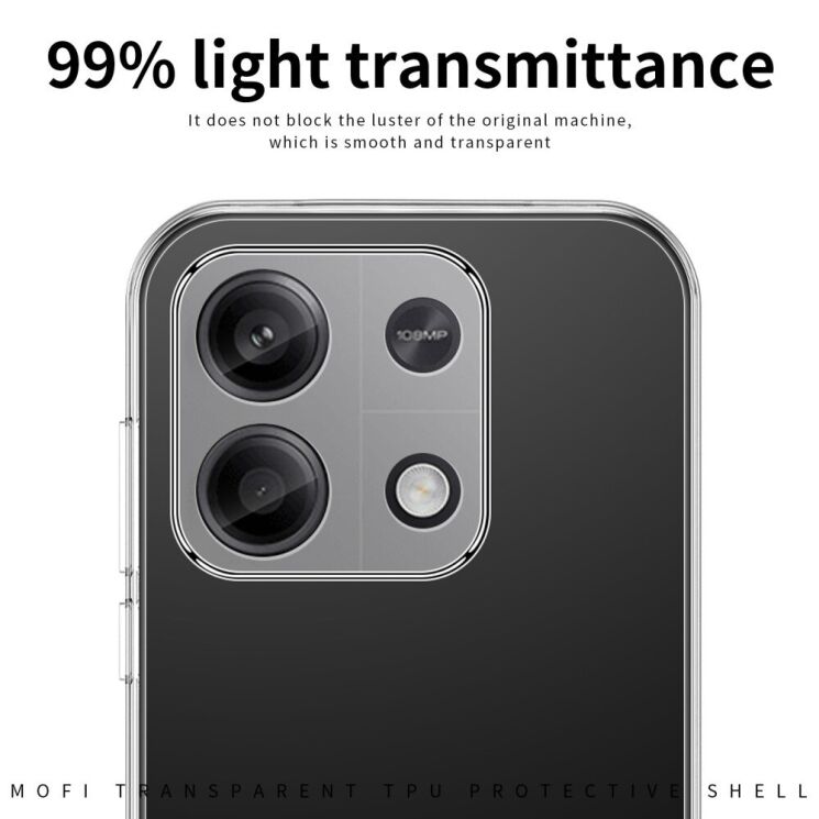 Силиконовый (TPU) чехол MOFI Thin Guard для Xiaomi Redmi Note 14S - Transparent: фото 6 из 10