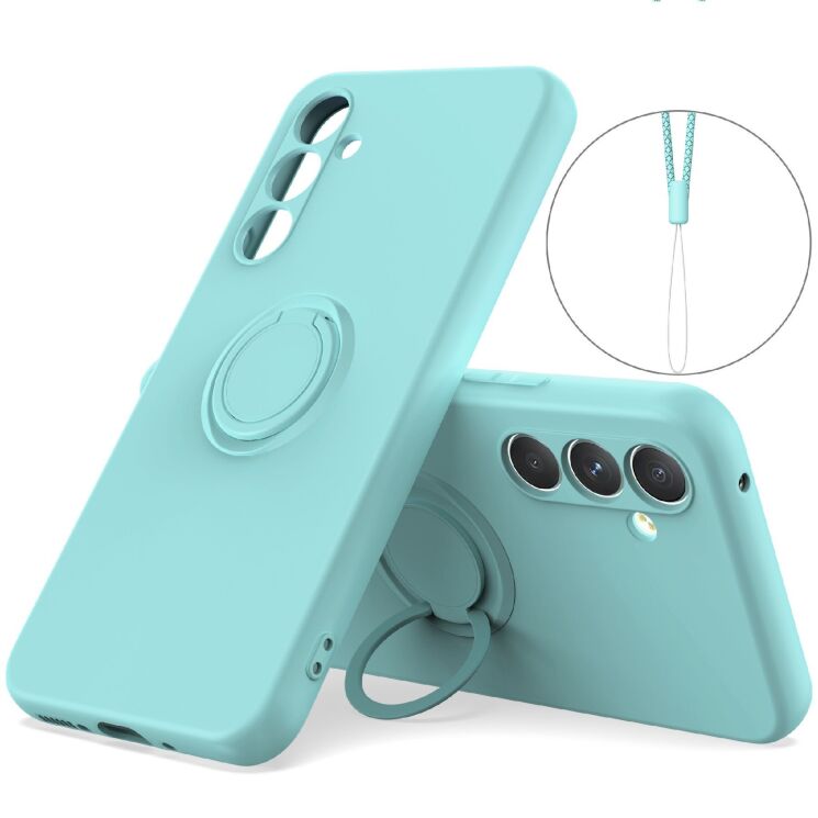 Силиконовый (TPU) чехол с кольцом Deexe Color Shell для Samsung Galaxy S26 FE - Sky Blue: фото 1 из 8