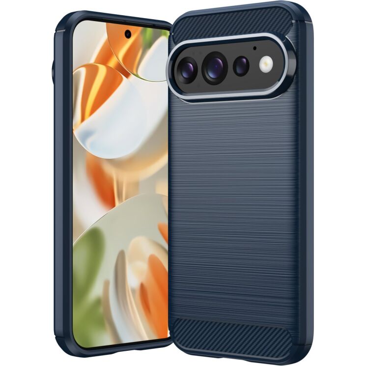 Силиконовый (TPU) чехол UniCase Carbon для Google Pixel 11 / 11 Pro - Blue: фото 1 из 9