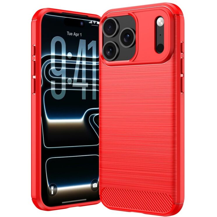 Силіконовий (TPU) чохол UniCase Carbon для iPhone 18 Pro - Red (423651R) Силіконовий (TPU) чохол UniCase Carbon для iPhone 18 Pro - Red: фото 1 з 9