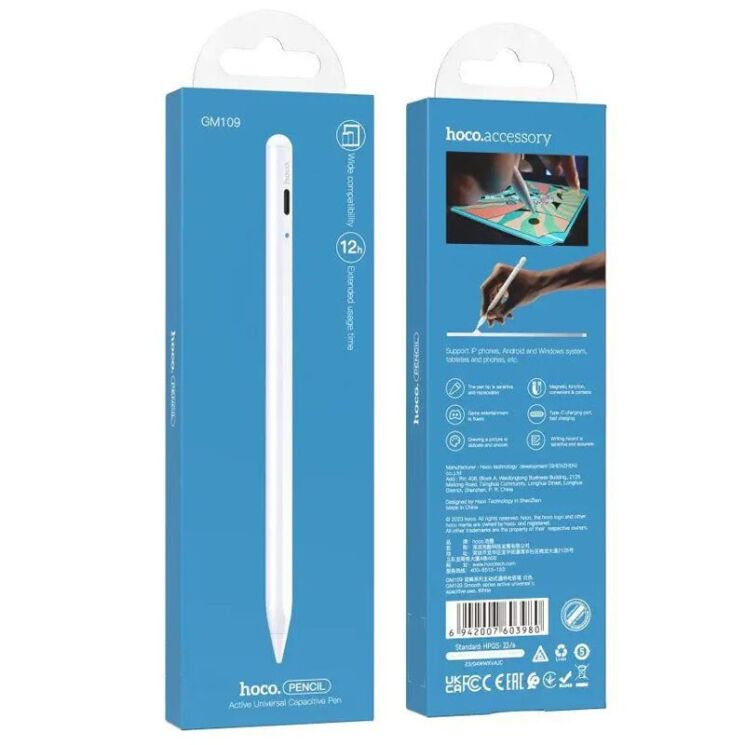 Стилус Hoco GM109 Universal Capacitive Pen - White: фото 7 з 15