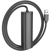 USB HUB HOCO HB41 Easy safety USB to 4USB 2.0 (1.2m) - Black: фото 1 из 7