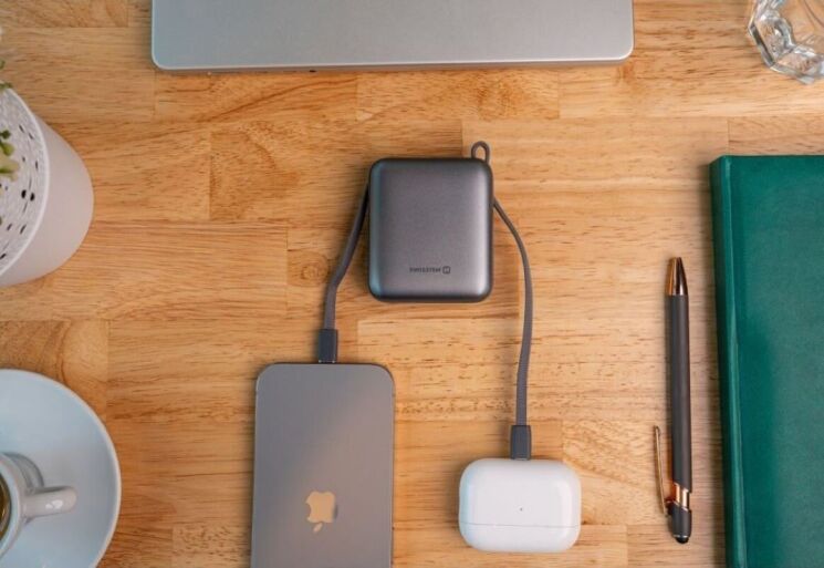 Зовнішній аккумулятор SWISSTEN Extra Small 22.5W (10000mAh) + кабель Type-C + Lightning - Silver: фото 7 з 8