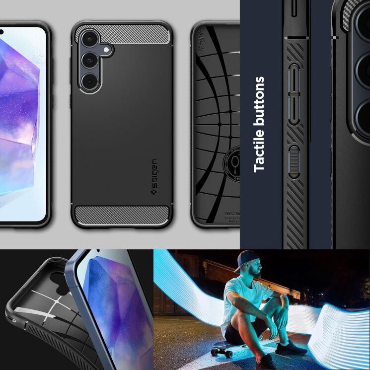 Защитный чехол Spigen (SGP) Rugged Armor для Samsung Galaxy A55 (A556) - Matte Black: фото 16 из 16