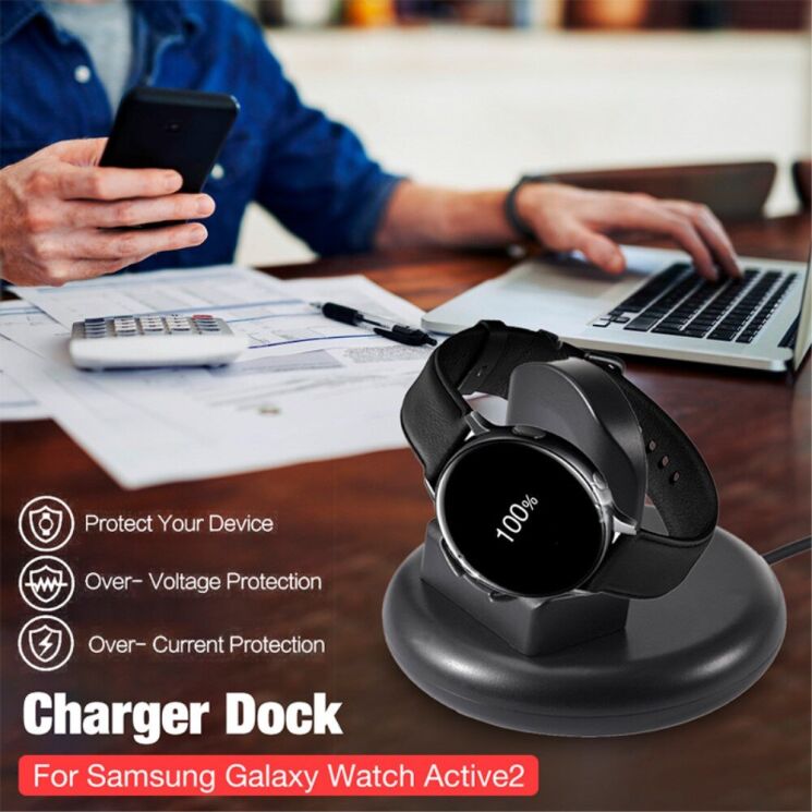 Зарядний пристрій Deexe Wireless Charging Dock для Samsung Galaxy Watch Active / Active 2 / Galaxy Watch 3 / Galaxy Watch 4 - Black: фото 11 з 12
