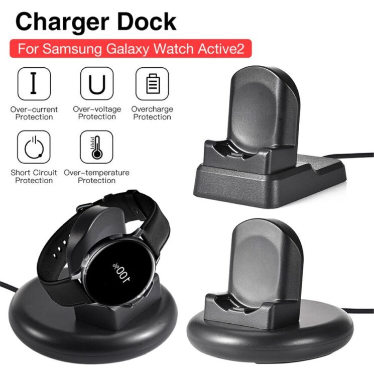 Зарядний пристрій Deexe Wireless Charging Dock для Samsung Galaxy Watch Active / Active 2 / Galaxy Watch 3 / Galaxy Watch 4 - Black: фото 10 з 12