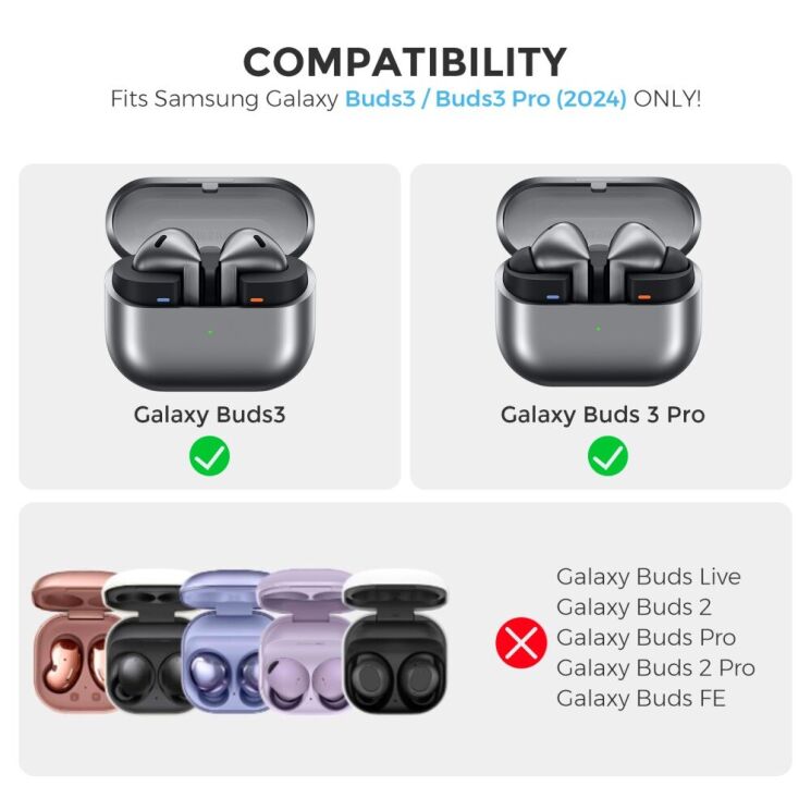 Защищенный чохол AHASTYLE WG171 для Samsung Galaxy Buds 3 / Buds 3 Pro - Black: фото 6 из 6