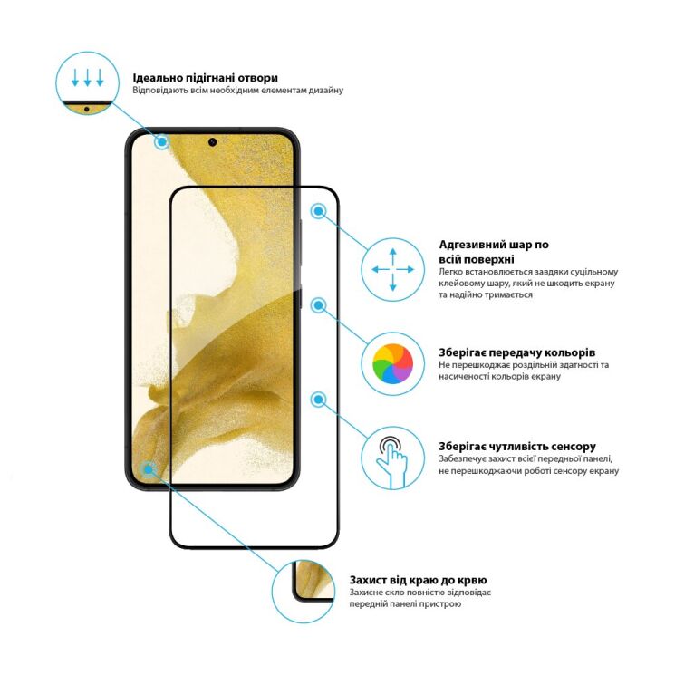 Защитное стекло Global Full Glue для Samsung Galaxy S22 Plus (S906) - Black: фото 3 из 4