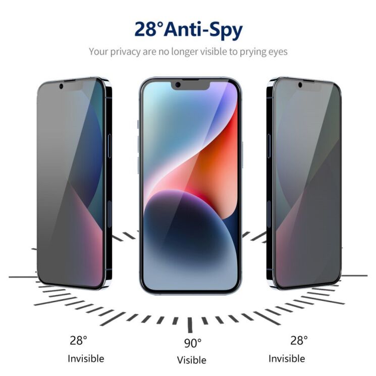 Захисне скло HAT PRINCE Anti-Spy для Apple iPhone 14 - Black: фото 5 з 8