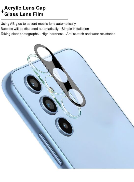 Защитное стекло на камеру IMAK Black Glass Lens для Samsung Galaxy A54 (A546) - Black: фото 9 из 14