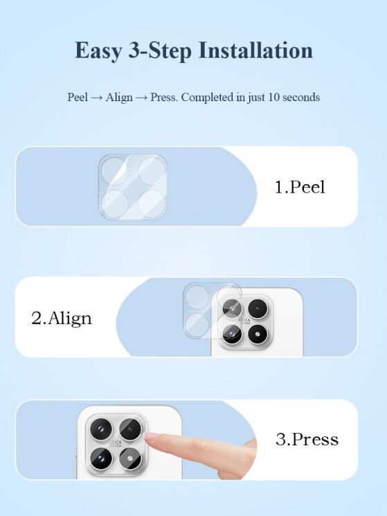 Защитное стекло на камеру LEREACH Camera Lens Protector для Xiaomi 17 - Transparent: фото 6 из 9