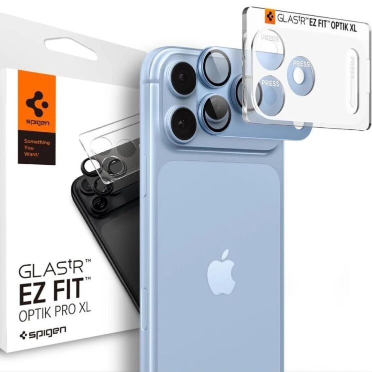 Захисне скло на камеру Spigen Optik Pro XL EZ Fit для iPhone 18 Pro Max (AGL12041) - Light Blue (440335TT) Захисне скло на камеру Spigen Optik Pro XL EZ Fit для iPhone 18 Pro Max (AGL12041) - Light Blue: фото 1 з 11