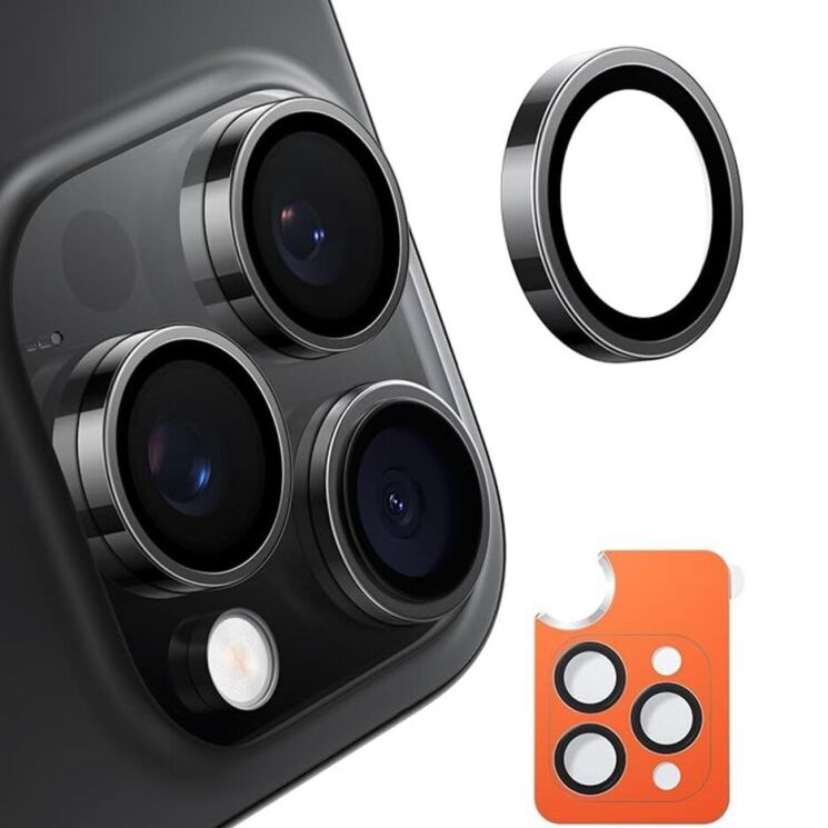 Захисне скло на камеру TORRAS Lensguard для iPhone 15 Pro / 15 Pro Max - Black: фото 1 з 7