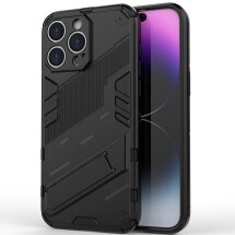 Защитный чехол с подставкой Deexe Bibercas для iPhone 16 Pro Max - Black: фото 1 из 6