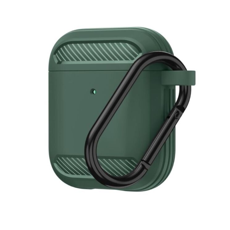 Защитный чехол Deexe Carbon Case для Apple AirPods 1 / 2 - Dark Green: фото 1 из 12