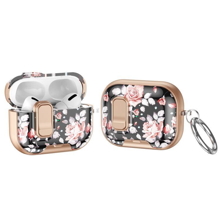 Защитный чехол Deexe Crystal Lock для AirPods Pro 2 - Black Rose: фото 1 из 9