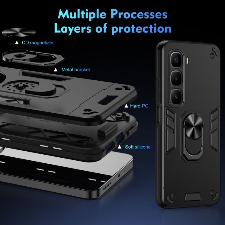 Захисний чохол Deexe Hybrid Shell для Infinix Hot 60 Pro Plus - Black: фото 7 з 7