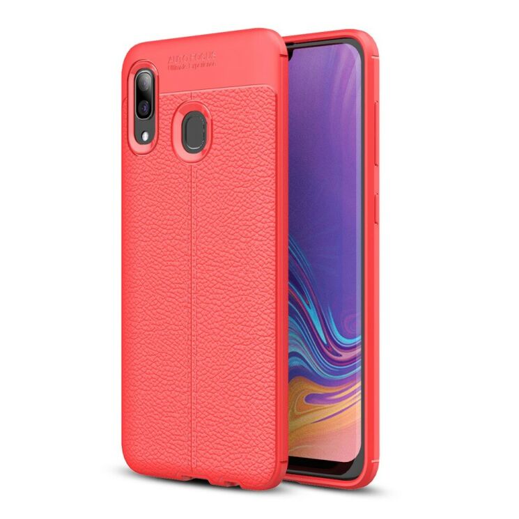 Силиконовый (TPU) чехол Deexe Leather Cover для Samsung Galaxy A30 (A305) - Red: фото 1 из 8