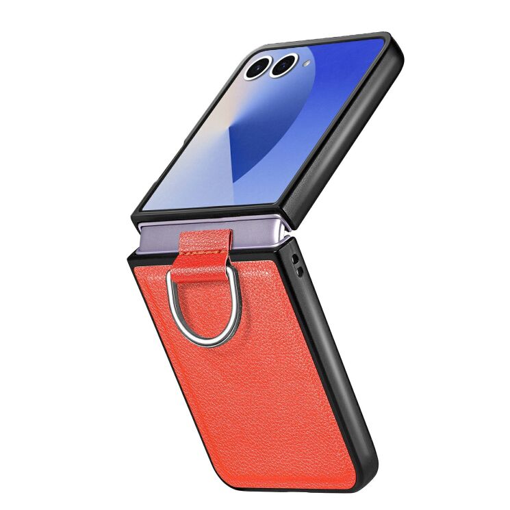 Защитный чехол Deexe Litchi Ring Case для Samsung Galaxy Flip 8 - Orange (423527O) Защитный чехол Deexe Litchi Ring Case для Samsung Galaxy Flip 8 - Orange: фото 4 из 11