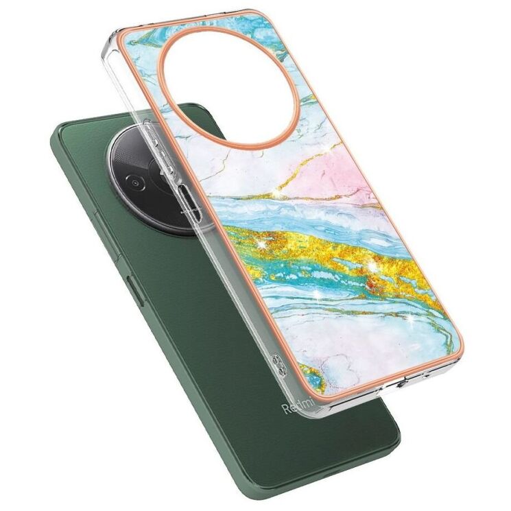 Защитный чехол Deexe Marble Style для Xiaomi Redmi A3 - Light Green: фото 2 из 6