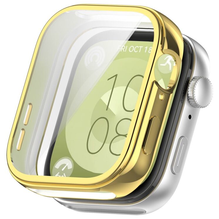 Защитный чехол Deexe Protective Frame для Huawei Watch Fit 3 - Gold: фото 1 из 7