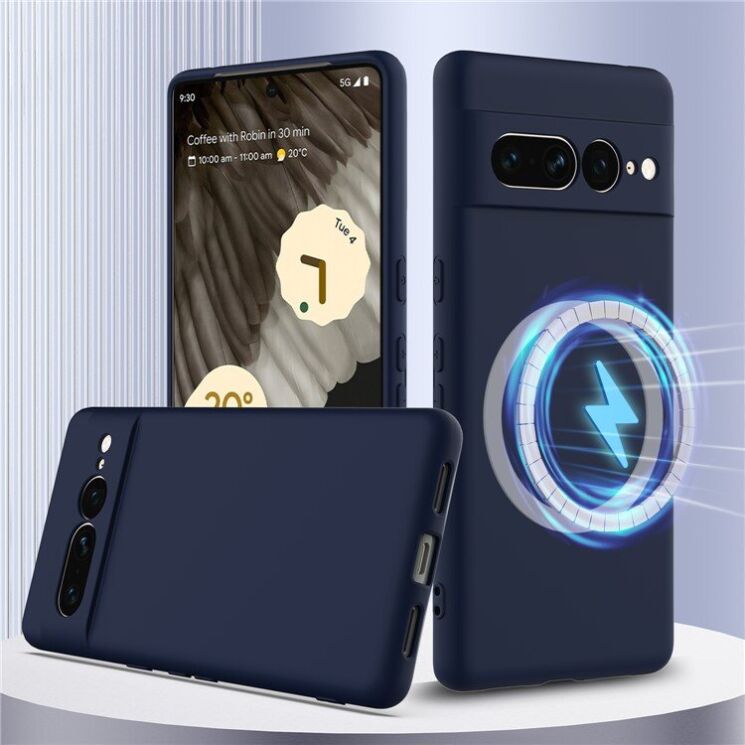Защитный чехол Deexe Silicone Case with MagSafe для Google Pixel 7 Pro - Dark Blue: фото 2 из 9