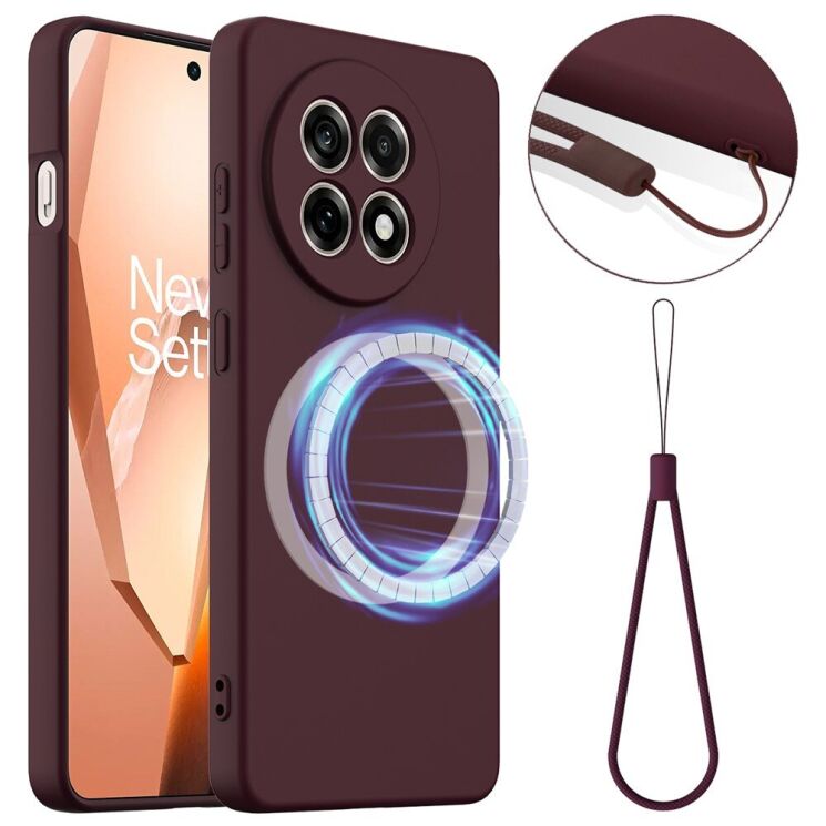 Защитный чехол Deexe Silicone Case with MagSafe для OnePlus 13R / Ace 5 / Ace 5 Pro - Wine Red: фото 1 из 8