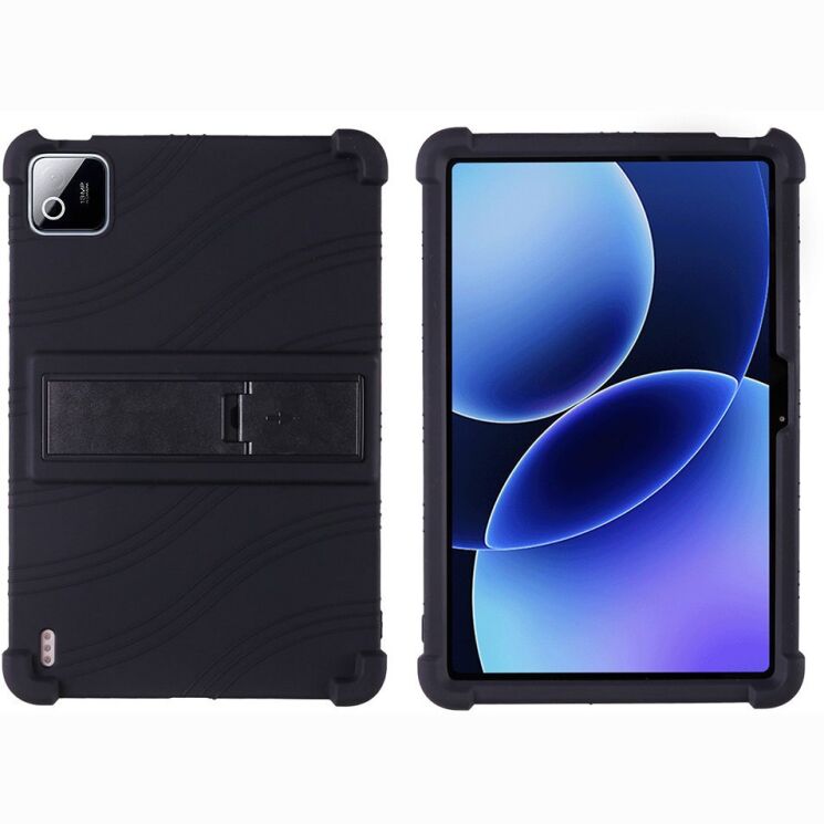 Захисний чохол Deexe Silicone Kickstand для Xiaomi Pad 8 / Pad 8 Pro - Black: фото 1 з 8