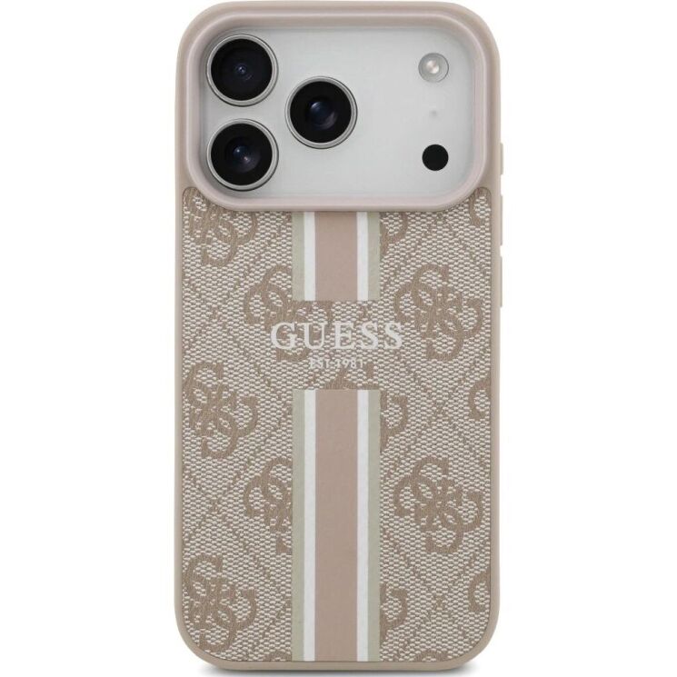 Защитный чехол Guess 4G Printed Stripes MagSafe для iPhone 17 Pro (GUHMP17LP4RPSP) - Pink: фото 2 из 9