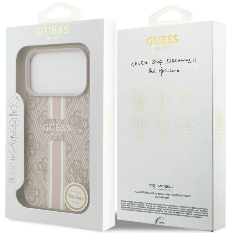 Защитный чехол Guess 4G Printed Stripes MagSafe для iPhone 17 Pro (GUHMP17LP4RPSP) - Pink: фото 8 из 9