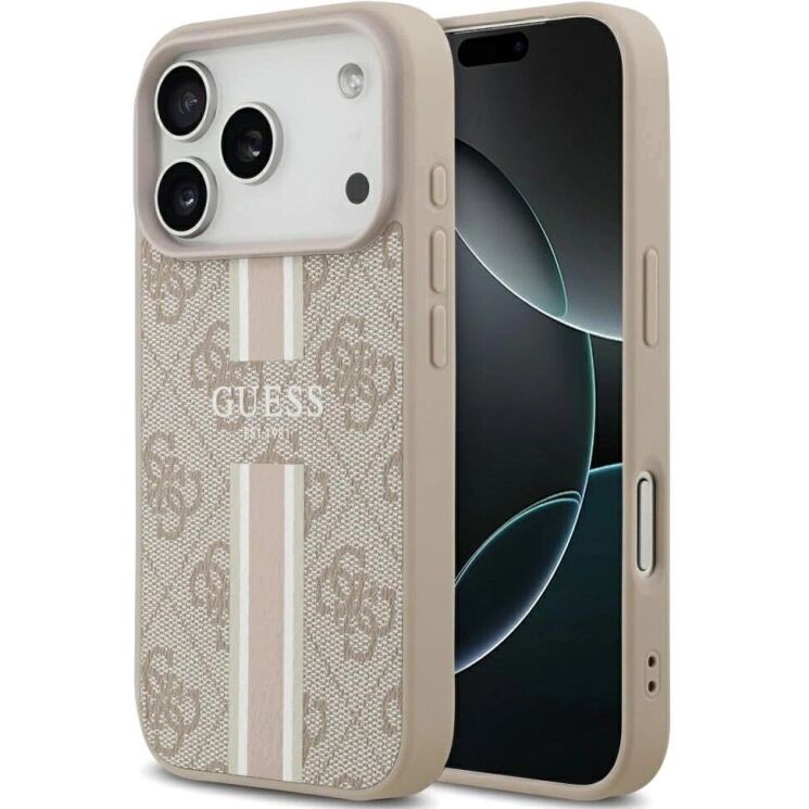 Защитный чехол Guess 4G Printed Stripes MagSafe для iPhone 17 Pro (GUHMP17LP4RPSP) - Pink: фото 1 из 9